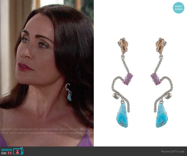 Alexis Bittar Crystal Maze Drop Earrings worn by Quinn Fuller (Rena Sofer) on The Bold and the Beautiful