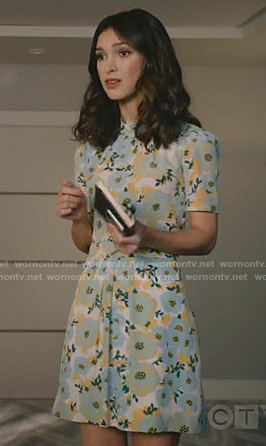Alicia’s floral ruffle neck dress on Grand Hotel
