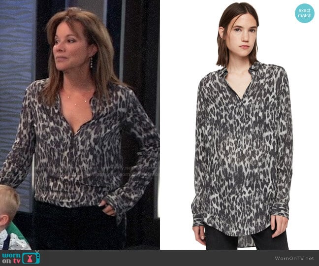 All Saints Keri Leopard Tunic Top worn by Alexis Davis (Nancy Lee Grahn) on General Hospital