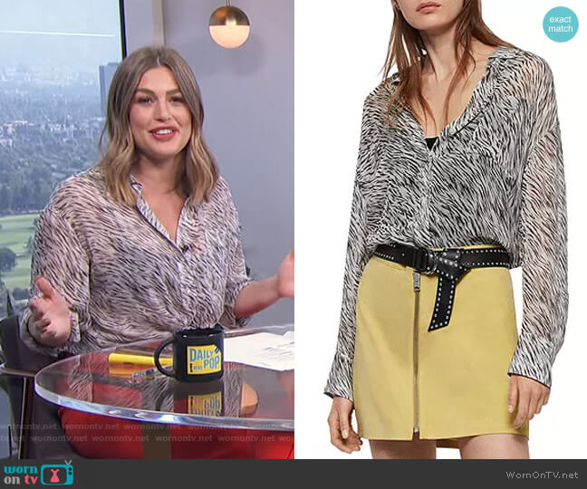 Bernie Zed Zebra Print Shirt by All Saints worn by Carissa Loethen Culiner on E! News