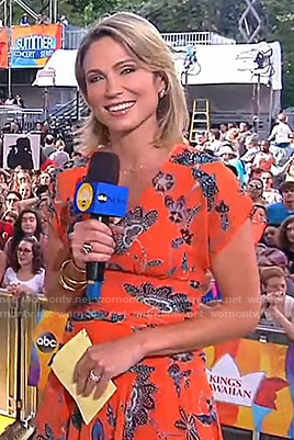 Amy’s orange floral v-neck dress on Good Morning America