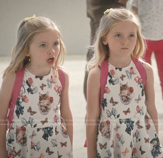 Anna and Ellie’s cat print dress on Jane the Virgin