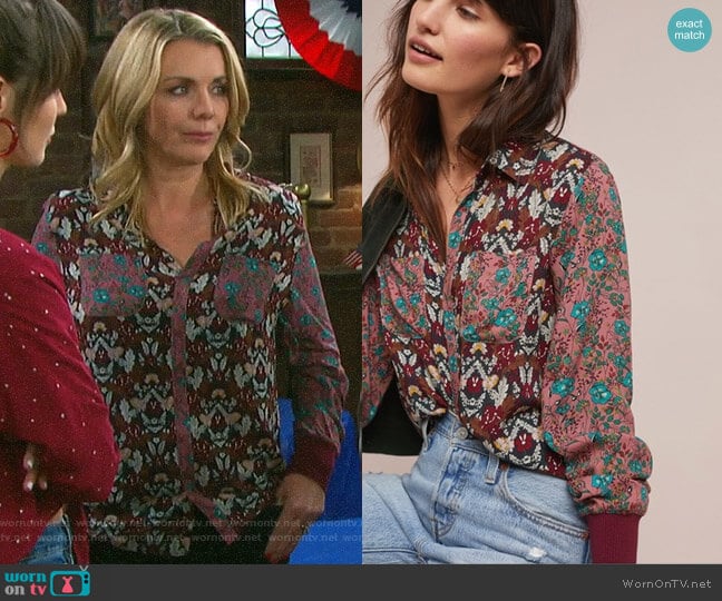 Anthropologie Olsen Floral Top worn by Carrie on Days of our Lives