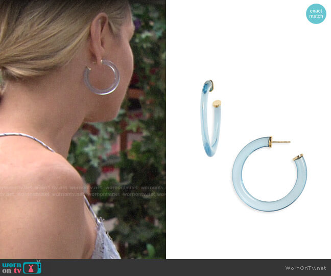 Argento Vivo Lucite Hoop Earrings worn by Sharon Newman (Sharon Case) on The Young and the Restless