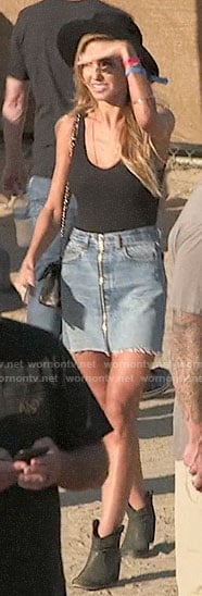 Audrina's zip front denim skirt on The Hills New Beginnings