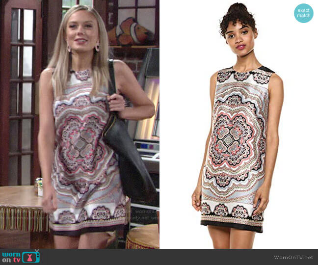 Bailey 44 Vivid Dream Paisley Scarf Print Shift Dress worn by Abby Newman (Melissa Ordway) on The Young and the Restless