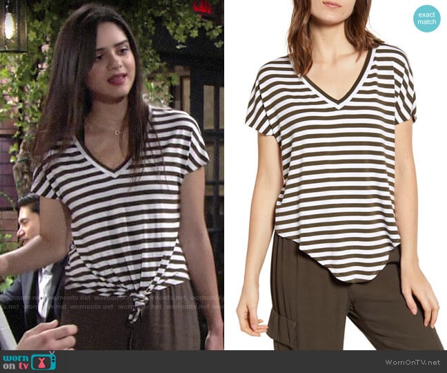 Bailey 44 Ocelot Striped Top worn by Lola Rosales (Sasha Calle) on The Young and the Restless