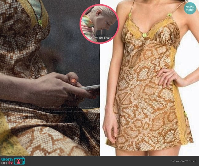 Betsey Johnson Snake Print Slip Dress worn by Jules Vaughn (Hunter Schafer) on Euphoria