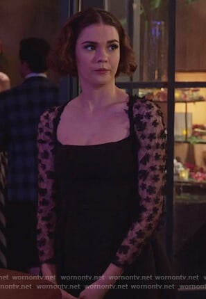 Callie's black floral lace dress on Good Trouble