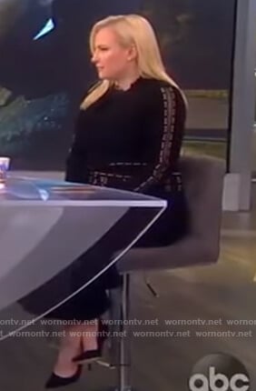 Meghan's black studded trim dress on The View