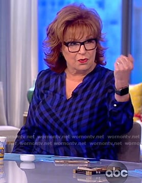 Joy’s blue swirl checked blouse on The View