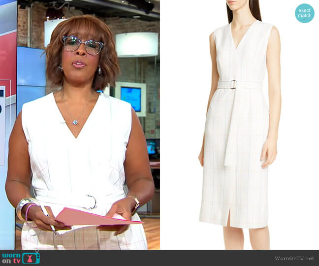 WornOnTV: Gayle’s white checked belted dress on CBS This Morning ...