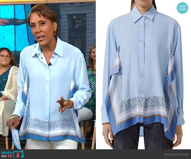 WornOnTV: Robin’s blue handkerchief hem shirt on Good Morning America ...