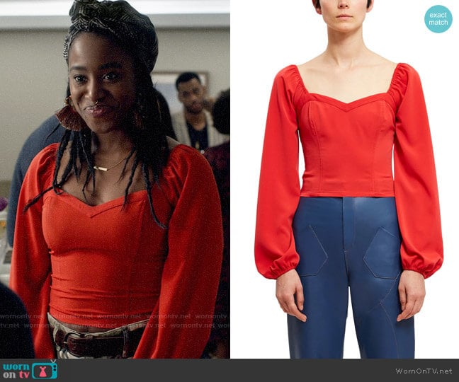 Callipygian Smocked Sweetheart Blouse worn by Nicole Malloy (Kirby Howell-Baptiste) on Veronica Mars