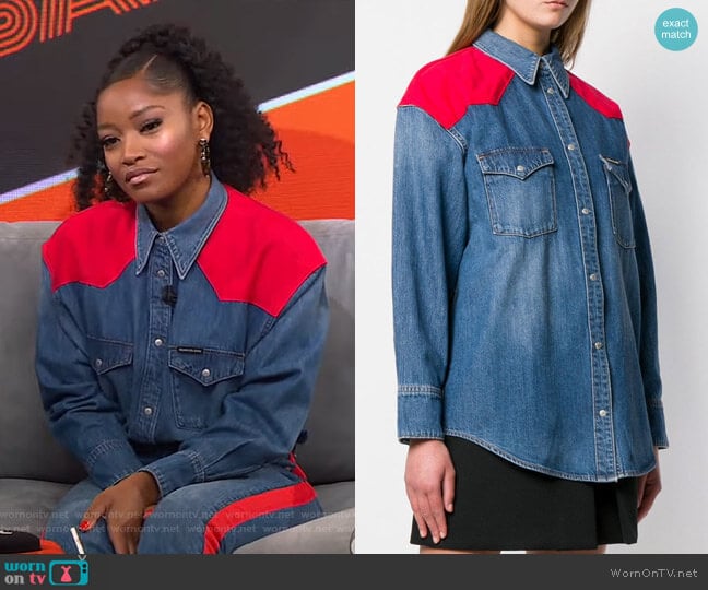 Western Denim Shirt by Calvin Klein Jeans worn by Keke Palmer on Good Morning America