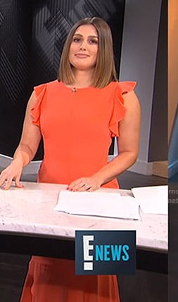 Carissa’s orange ruffle sleeve midi dress on E! News