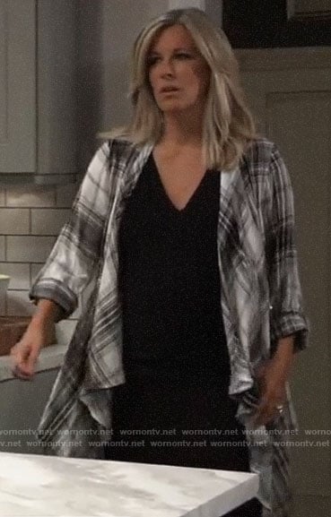 Carly’s plaid draped front shirt on General Hospital