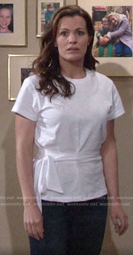 Chelsea’s white tie-waist tee on The Young and the Restless