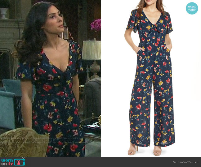 Chelsea28 Knot Front Floral Jumpsuit worn by Gabi Hernandez (Camila Banus) on Days of our Lives