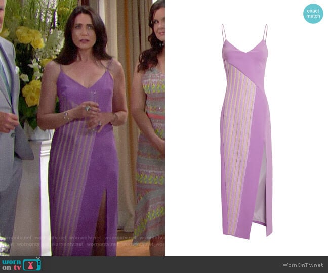 David Koma Macrame Panel Asymmetric Midi Dress worn by Quinn Fuller (Rena Sofer) on The Bold and the Beautiful