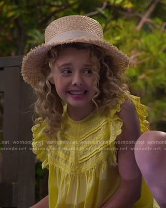 Destiny’s yellow ruffled eyelet top on Bunkd