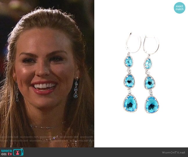 Swiss Blue Topaz & Diamond Drop Earring by Dilamani worn by Hannah Brown on The Bachelorette