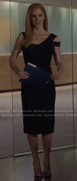 Donna's asymmetric shoulder dress on Suits