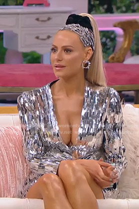 Dorit's sequin plunge neck dress on The Real Housewives of Beverly Hills