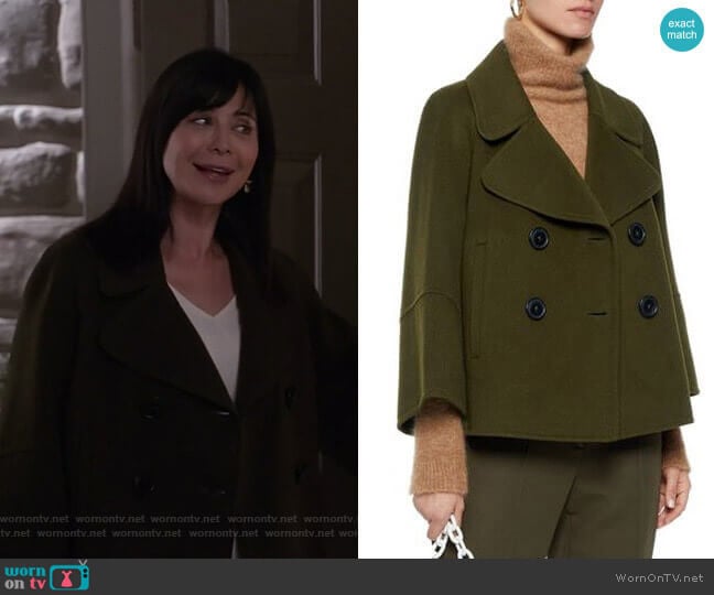 Double-Breasted Wool-Felt Coat by Elie Tahari worn by Cassandra Nightingale (Catherine Bell) on Good Witch