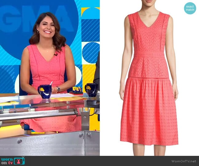 Cotton Eyelet Midi Dress by Draper James worn by Cecilia Vega on Good Morning America