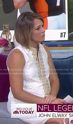 Dylan’s white embroidered shift dress on Today