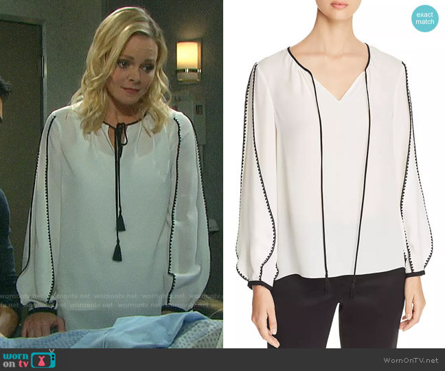 Elie Tahari Ariel Blouse worn by Belle Brady (Martha Madison) on Days of our Lives