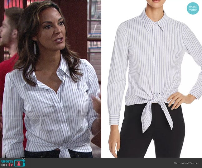 Elie Tahari Katarina Striped Tie-Front Shirt worn by Celeste Rosales (Eva LaRue) on The Young and the Restless