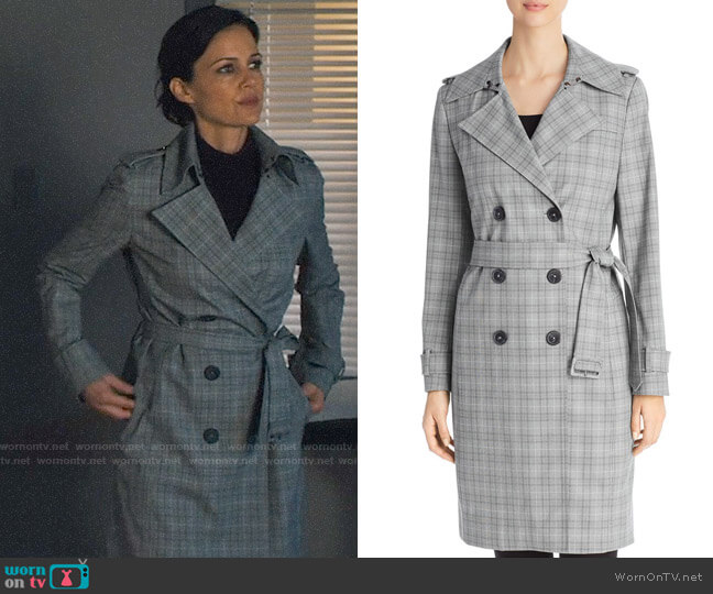 Elie Tahari Watson Plaid Trench Coat worn by Daisy Kowalski (Carla Gugino) on Jett