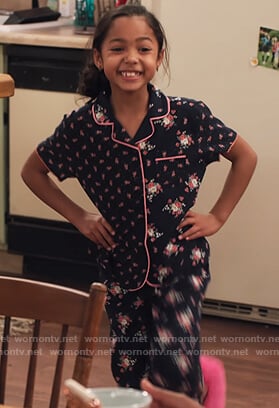 Ami's floral pajamas on Family Reunion