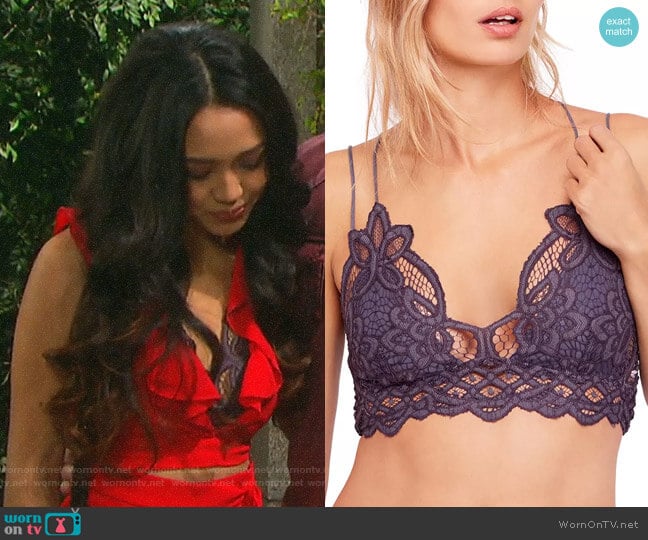 Free People Adelle Bralette worn by Haley Chen (Thia Megia) on Days of our Lives