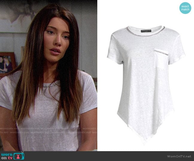 Generation Love Billie Chain Asymmetric Tee worn by Steffy Forrester (Jacqueline MacInnes Wood) on The Bold and the Beautiful