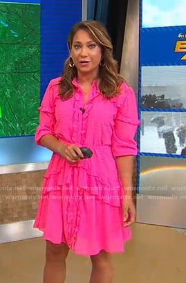 Ginger’s pink ruffled dress on Good Morning America