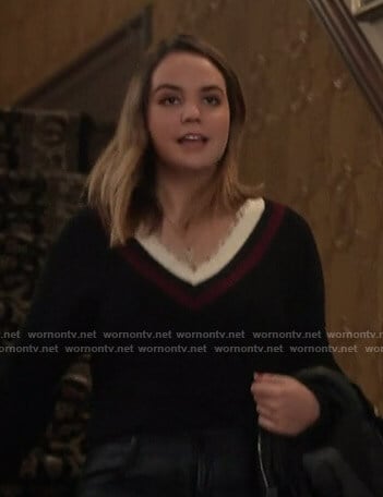 Grace's cropped varsity sweater on Good Witch