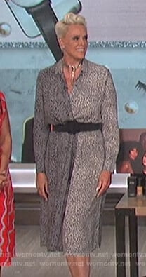 Brigitte Nielsen’s gray leopard print shirtdress on The Talk