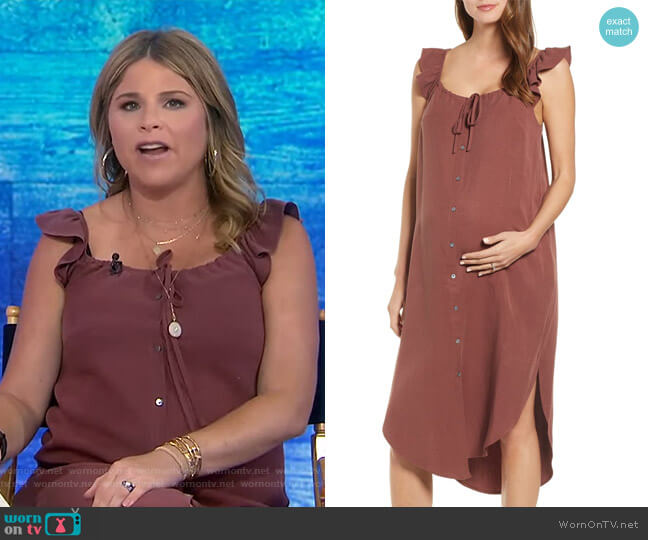 WornOnTV: Jenna’s brown ruffle detail maternity dress on Today | Jenna