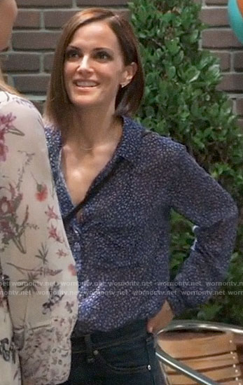 Hayden’s blue floral button down shirt on General Hospital