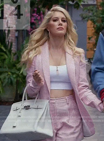Heidi's pink houndstooth blazer and shorts on The Hills New Beginnings