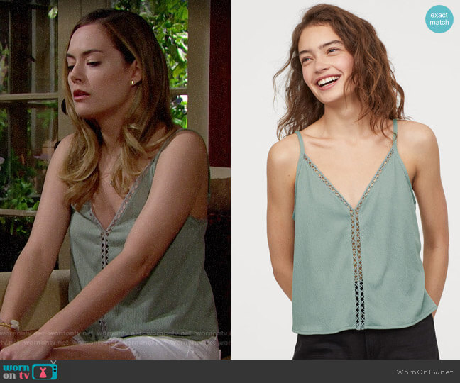 H&M V-neck Camisole worn by Hope Logan (Annika Noelle) on The Bold and the Beautiful