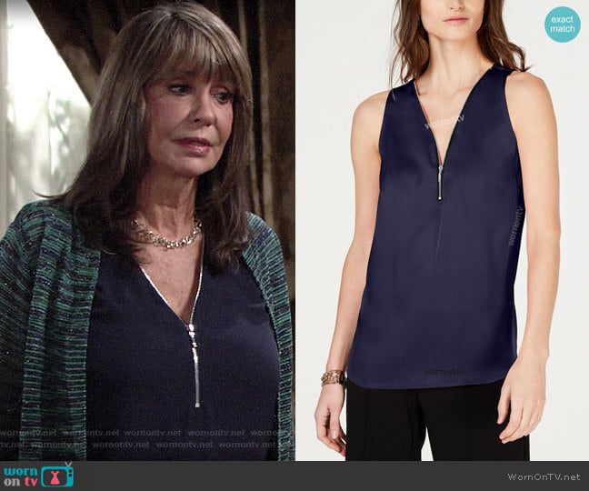 INC International Concepts Zip-Front Tank Top worn by Jill Abbott (Jess Walton) on The Young and the Restless