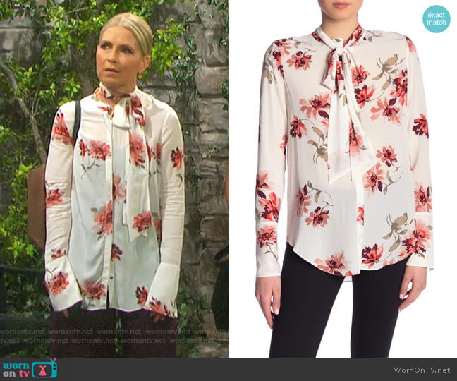 WornOnTV: Jennifer’s red and white floral tie-neck blouse on Days of ...