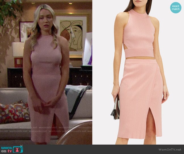 Jonathan Simkhai Racer Knit Tank and Wrap Skirt worn by Flo Fulton (Katrina Bowden) on The Bold and the Beautiful