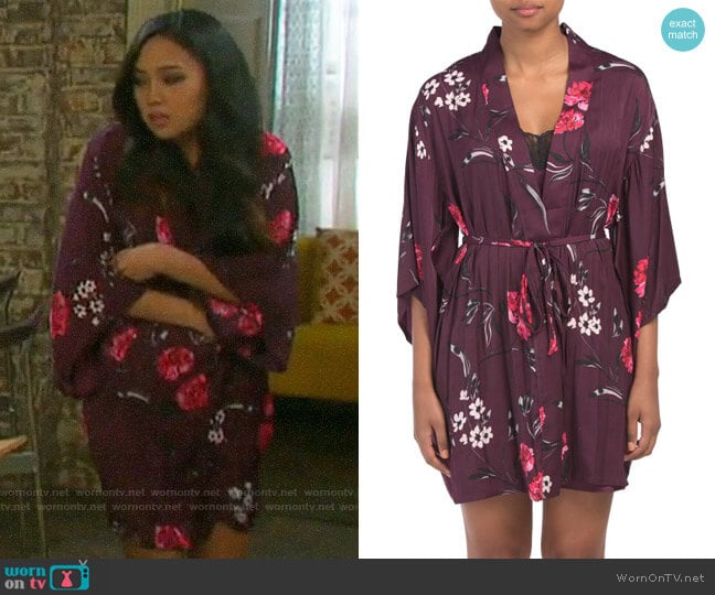 Josie Freestyle Floral Robe worn by Haley Chen (Thia Megia) on Days of our Lives