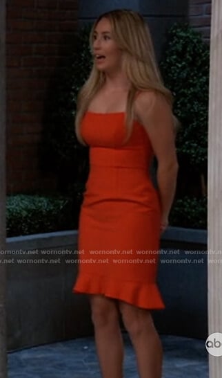 Josslyn’s red ruffle hem dress on General Hospital