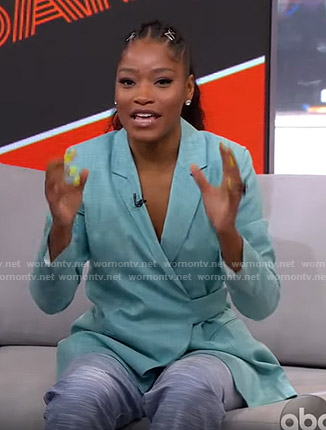 Keke's blue wrap blazer on GMA Strahan And Sara